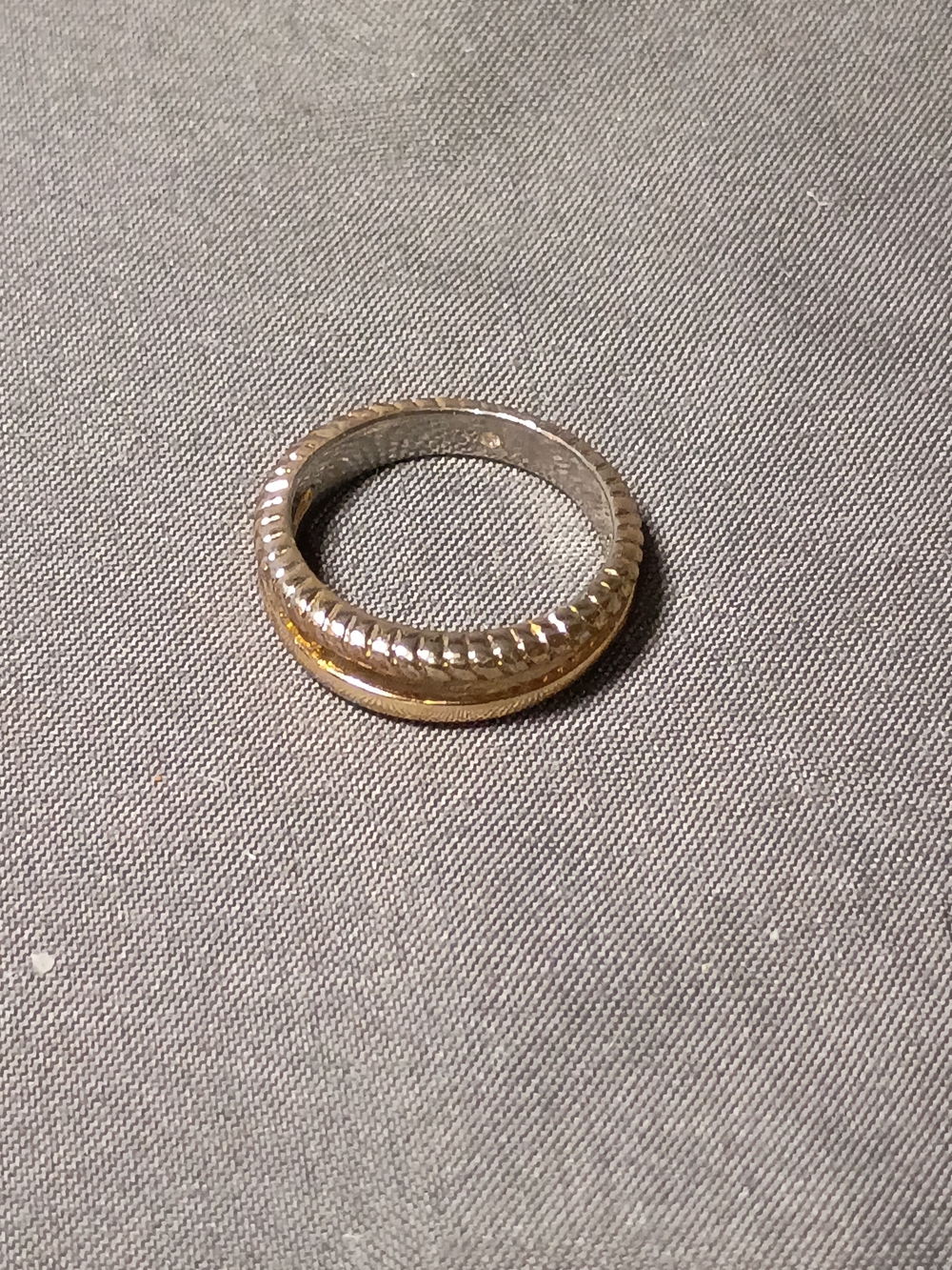 Two-Tone Textured Band Ring - Gold & Silver
